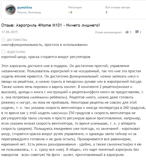 Аэрогриль Home – описание, характеристики, возможности, плюсы и минусы